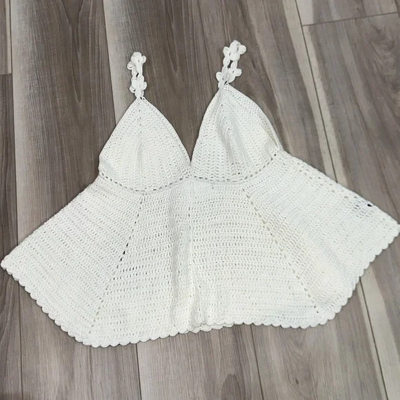 Pol ivory v-neck knit babydoll top size medium - Picture 2 of 6